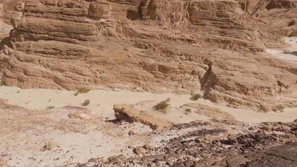 View of a beautiful large stone canyon in the desert in Egypt, natural wonder