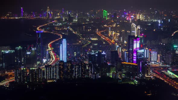 Timelapse Shenzhen Buildings with Flashing Advertisement