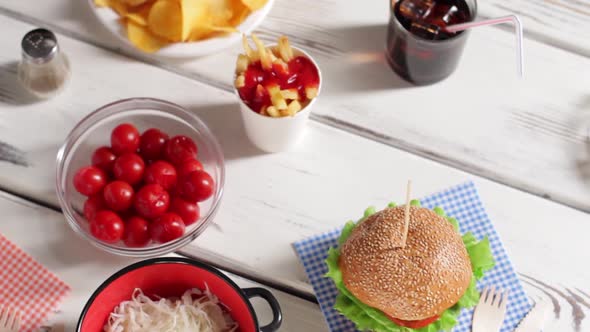 Potato Chips and Cherry Tomatoes.