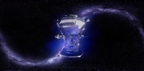 Vr 360 Futuristic Spaceship Flying in Space with Mily Way alt