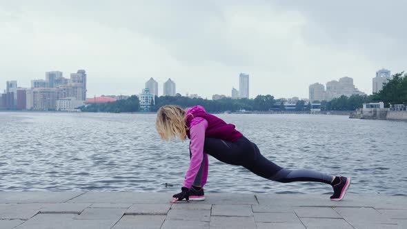 Faceless Girl Doing Warmup Before Training at Street