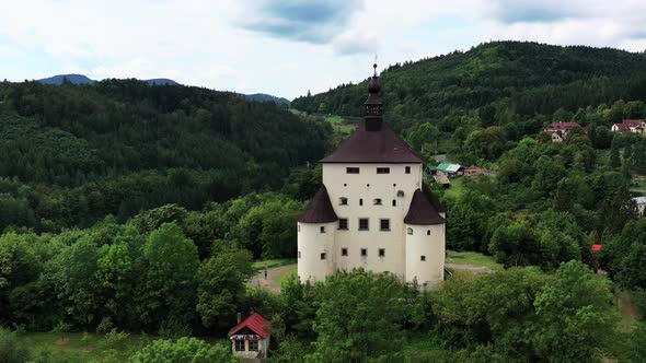 Aerial view of the castle in Banska Stiavnica, Slovakia