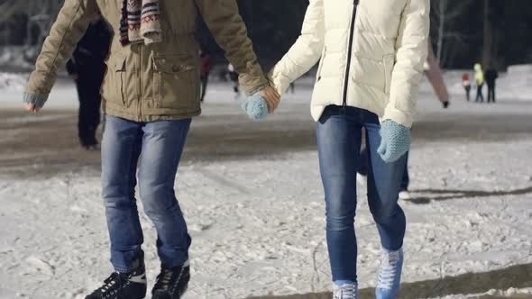 Enjoying Ice-skating Together 