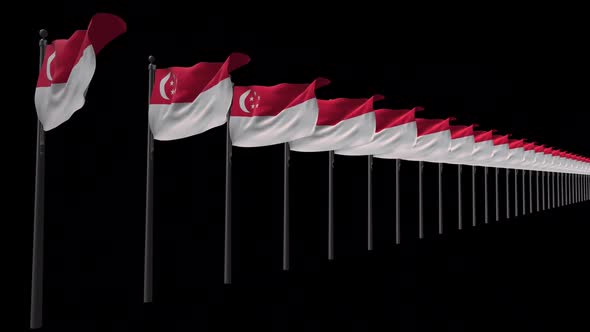Row Of Singapore Flags With Alpha 2K
