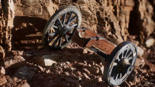 Ancient Historic Gun in the Stone Canyon