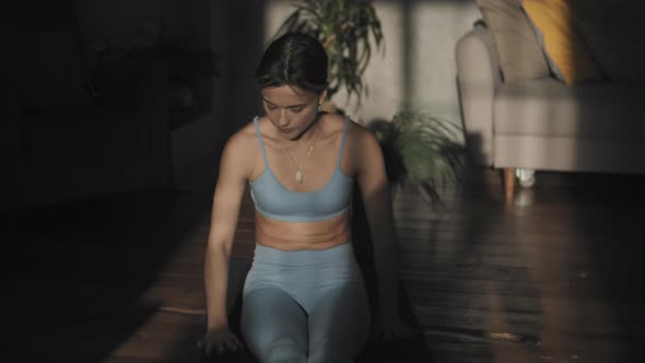 Woman doing yoga in morning