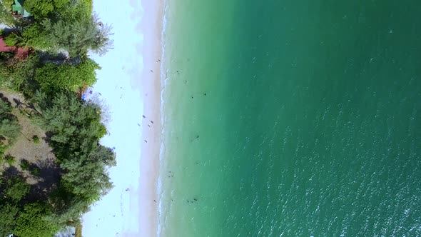 Aerial vertical shot over turquoise sea at Railay Beach, Ao Nang, Krabi, Thailand