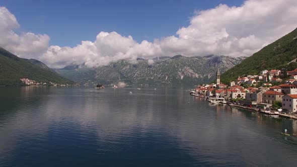 Stone Houses with Red Tiled Roofs on the Perast Coast