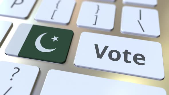 VOTE Text and Flag of Pakistan on the Keyboard