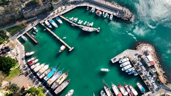 Old Seaport Aerial View Turkey Antalya 4 K