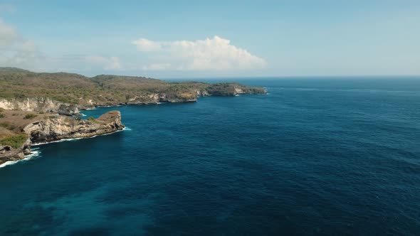 Seascape Cliffs Sea Waves Nusa Penida Bali Indonesia