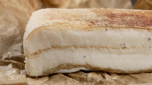 pieces of raw pork lard close-up