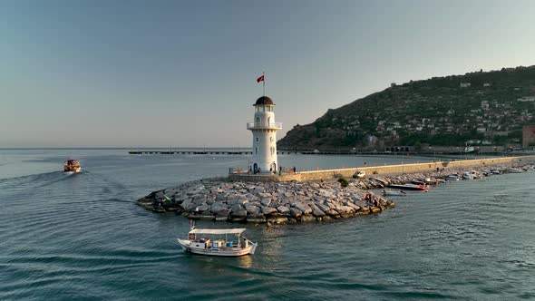 Light House Aerial view 4K Turkey Alanya