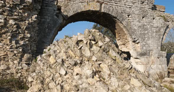 Barbegal aqueduct, Roman ruins in Fontvielle, Provence, Southern France