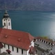 Aerial video of the Fluelen church in the Uri Canton of Switzerland during spring (2) - VideoHive Item for Sale