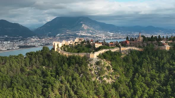 Alanya Castle  Aerial View of Mountain and City Turkey
