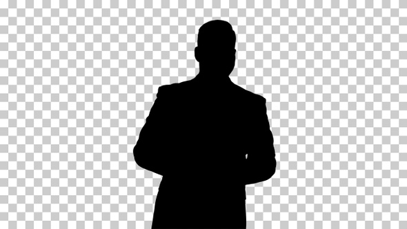 Silhouette Man in suit walking, Alpha Channel