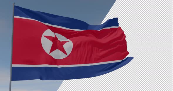 flag Democratic Peoples Republic of Korea patriotism national freedom, seamless loop, alpha channel