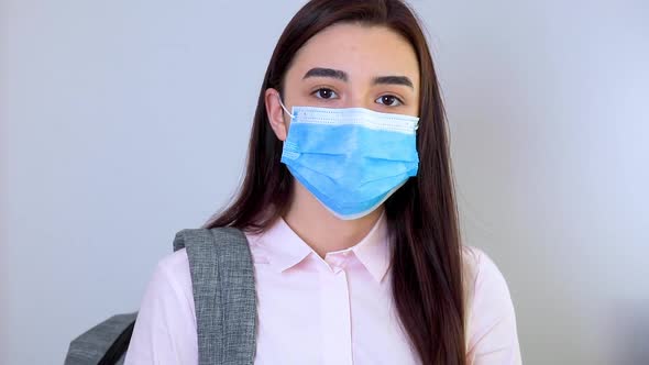 Student Girl with Mask Back to School 