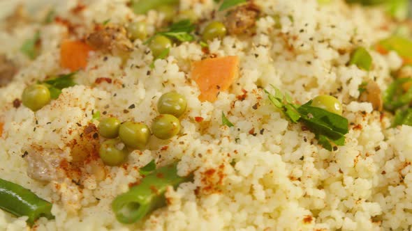 Couscous with Chicken Top View Rotation