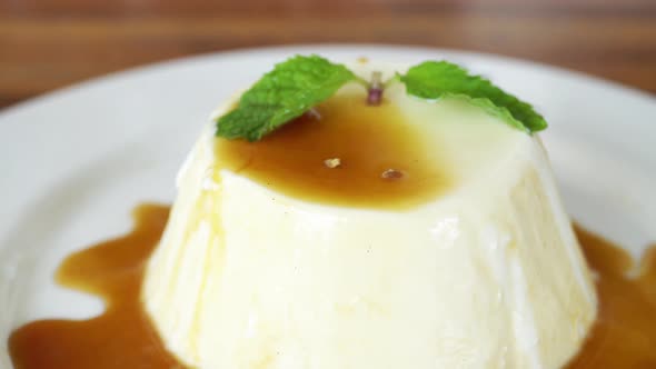 Sweet panna cotta dessert