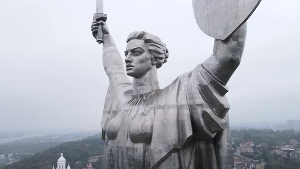 Kyiv, Ukraine Aerial View in Autumn : Motherland Monument. Kiev