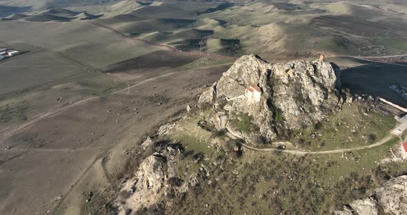 Aerial view of Mount Saint Elias in Kakheti, Georgia