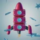 Rocket Toy Flyng Among Stars 3d Kids Background - VideoHive Item for Sale