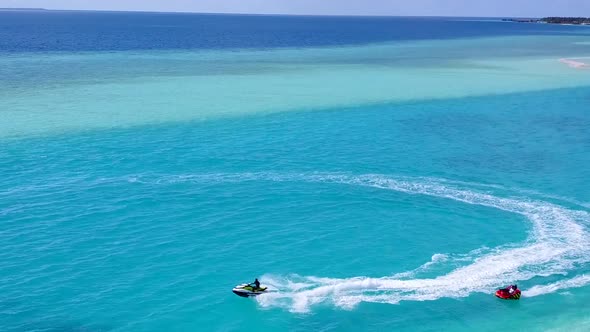 Drone aerial landscape of exotic sea view beach by blue water and sand background