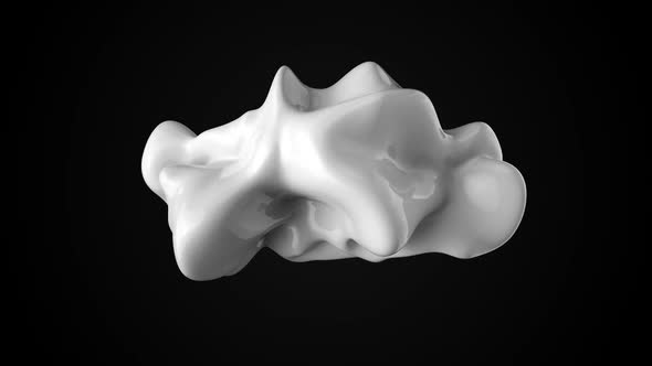 Abstract White Liquid Shape Morphing on Black Background