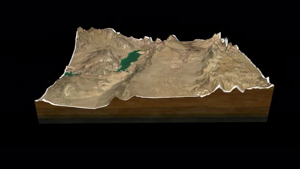 Grand Canyon Arizona terrain  map 3D render 360 degrees loop animation