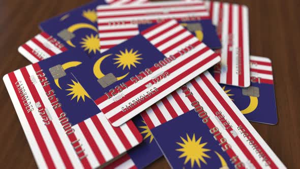 Pile of Credit Cards with Flag of Malaysia