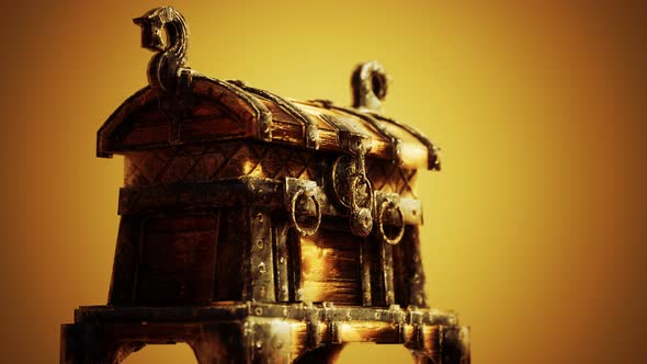 Closed Wooden Treasure Chest with Metal Clasp alt