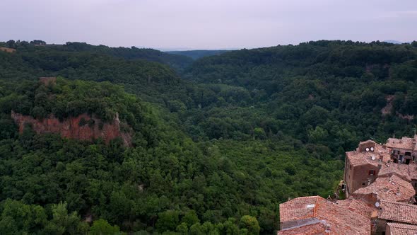 Aerial view of Calcata Vecchia village