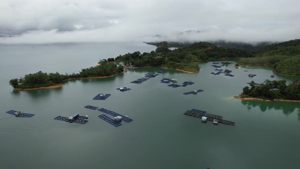 Aerial View of Fish Farms in Norway