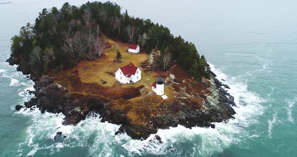 Birds eye view of Curtis island lighthouse Camden Maine USA