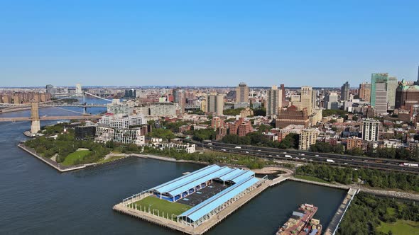 Aerial Fly Over of Brooklyn Rooftops with Beautiful Brooklyn Apartments of Brooklyn Near Brooklyn