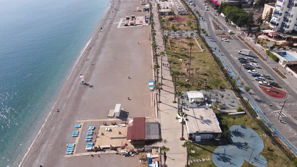 Aerial View of the Beach at the Seaside Resort Town. Turkey