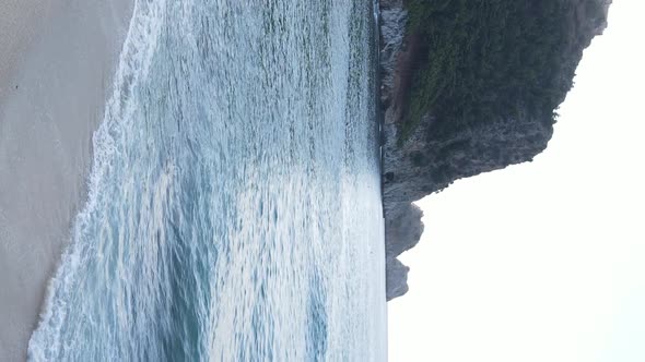 Vertical Video Sea Near the Coast  Closeup of the Coastal Seascape