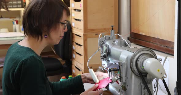  A seamstress on her machine