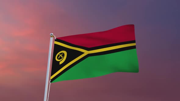 Flag Of Vanuatu Waving