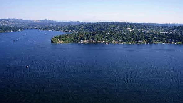 Lake Washington Sunny Day Real Estate Background Aerial