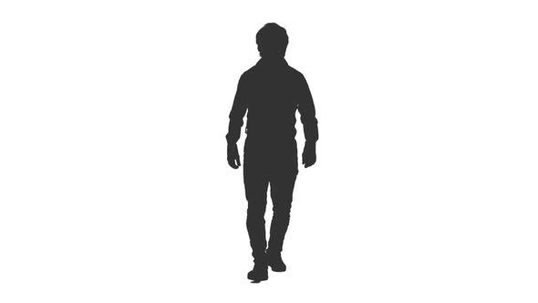 Silhouette of Walking Elegant Man