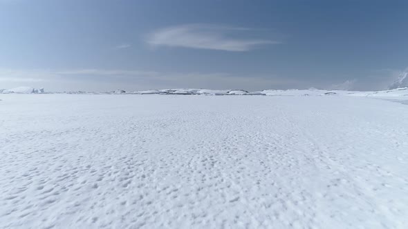 Antarctica Snow Covered Landscape Aerial View