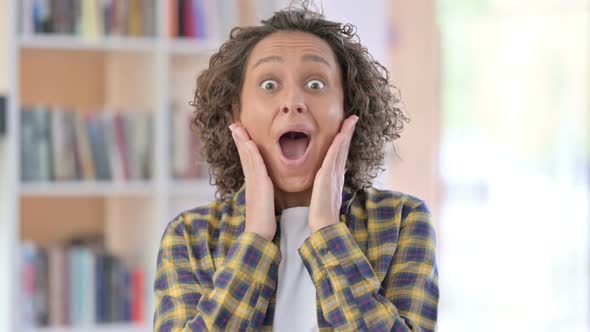 Portrait of Happy Mixed Race Woman Feeling Surprised