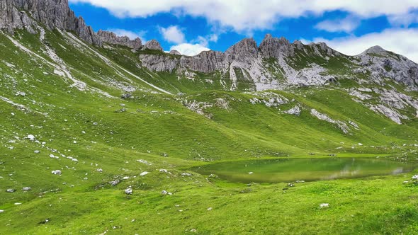 Panoramic View of Laghi D'Olbe  Italian Alps in Summer Season