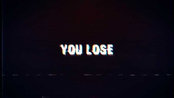 You Lose text with glitch retro effect
