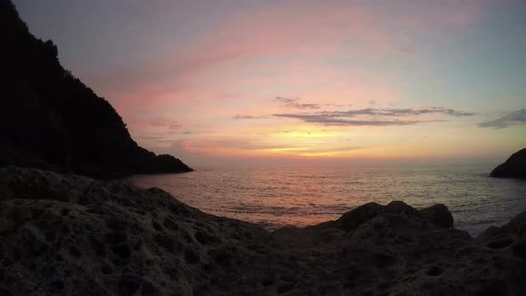 Orange Sunset Over Seaside Time Lapse