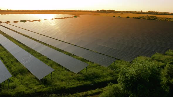 Rows of solar panels.  Solar cell power plants