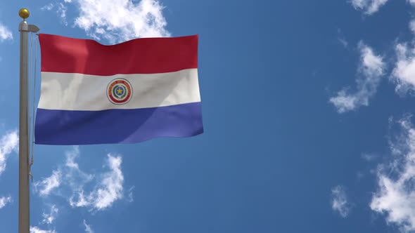 Paraguay Flag On Flagpole